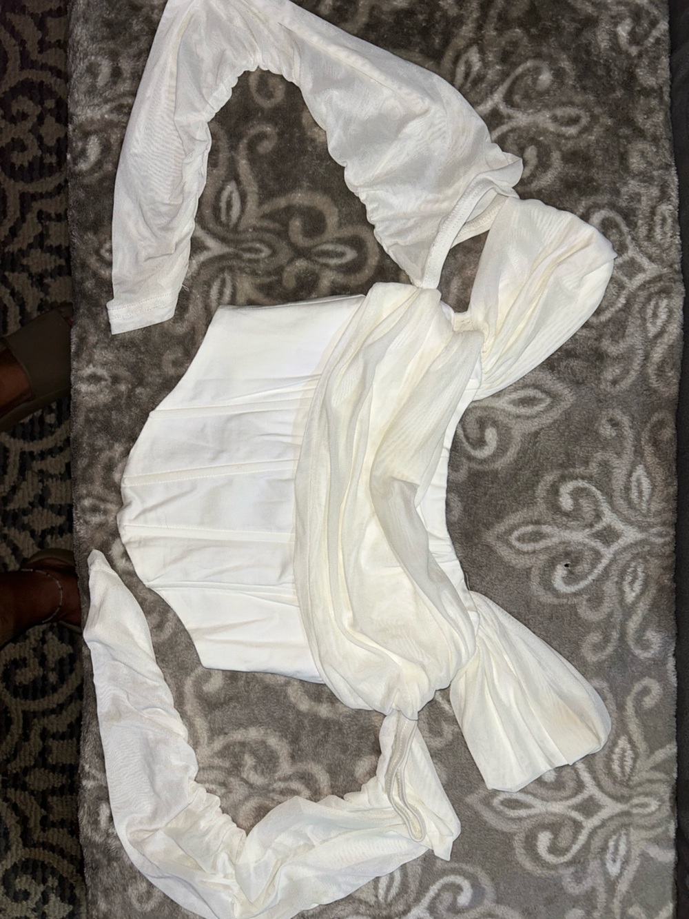 White Strapless Ruched Corset Bustier Top - Women Sz SM